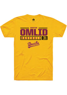 Hunter Omlid  Arizona State Sun Devils Gold Rally NIL Stacked Box Short Sleeve T Shirt