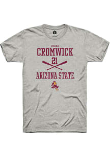 Josiah Cromwick  Arizona State Sun Devils Ash Rally NIL Sport Icon Short Sleeve T Shirt