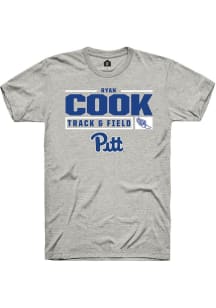 Ryan Cook  Pitt Panthers Ash Rally NIL Stacked Box Short Sleeve T Shirt