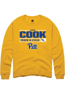 Ryan Cook Rally Mens Gold Pitt Panthers NIL Stacked Box Crew Sweatshirt