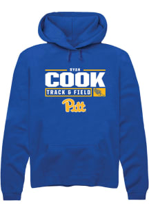 Ryan Cook  Rally Pitt Panthers Mens Blue NIL Stacked Box Long Sleeve Hoodie