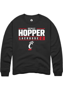 Brinley Hopper  Rally Cincinnati Bearcats Mens Black NIL Stacked Box Long Sleeve Crew Sweatshirt