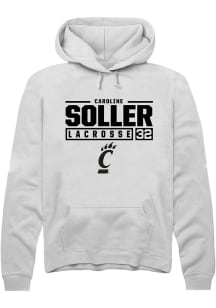 Caroline Soller Rally Mens White Cincinnati Bearcats NIL Stacked Box Hooded Sweatshirt