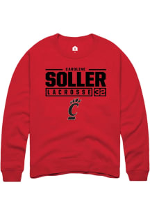 Caroline Soller  Rally Cincinnati Bearcats Mens Red NIL Stacked Box Long Sleeve Crew Sweatshirt