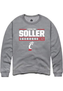 Caroline Soller  Rally Cincinnati Bearcats Mens Graphite NIL Stacked Box Long Sleeve Crew Sweats..