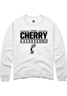 Devon Cherry  Rally Cincinnati Bearcats Mens White NIL Stacked Box Long Sleeve Crew Sweatshirt