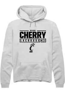 Devon Cherry  Rally Cincinnati Bearcats Mens White NIL Stacked Box Long Sleeve Hoodie