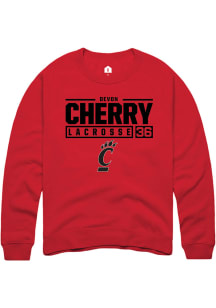 Devon Cherry  Rally Cincinnati Bearcats Mens Red NIL Stacked Box Long Sleeve Crew Sweatshirt