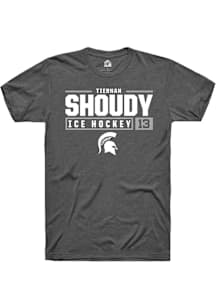 Tiernan Shoudy  Michigan State Spartans Dark Grey Rally NIL Stacked Box Short Sleeve T Shirt