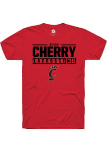 Devon Cherry  Cincinnati Bearcats Red Rally NIL Stacked Box Short Sleeve T Shirt