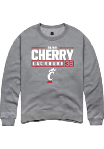 Devon Cherry  Rally Cincinnati Bearcats Mens Grey NIL Stacked Box Long Sleeve Crew Sweatshirt