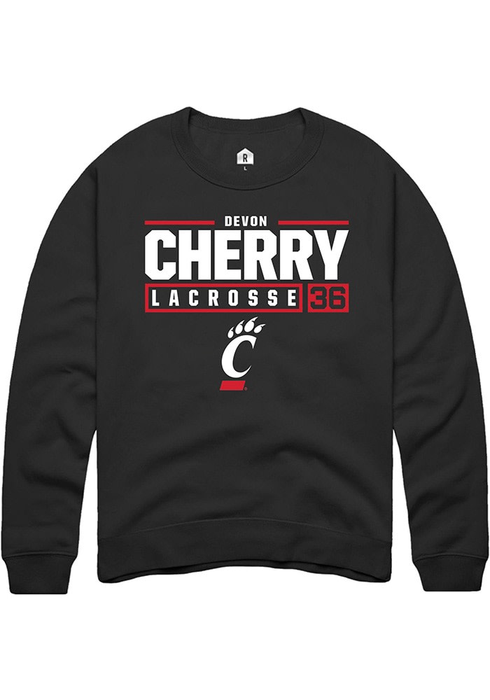 Devon Cherry Rally Cincinnati Bearcats Mens NIL Stacked Box Long Sleeve Crew Sweatshirt