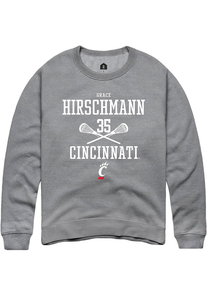 Grace Hirschmann  Rally Cincinnati Bearcats Mens Graphite NIL Sport Icon Long Sleeve Crew Sweats..