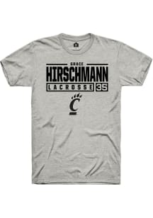 Grace Hirschmann  Cincinnati Bearcats Ash Rally NIL Stacked Box Short Sleeve T Shirt