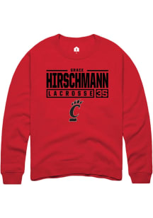 Grace Hirschmann  Rally Cincinnati Bearcats Mens Red NIL Stacked Box Long Sleeve Crew Sweatshirt