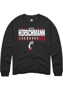 Grace Hirschmann  Rally Cincinnati Bearcats Mens Black NIL Stacked Box Long Sleeve Crew Sweatshi..