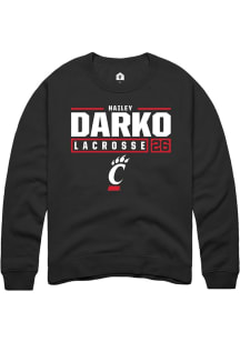 Hailey Darko  Rally Cincinnati Bearcats Mens Black NIL Stacked Box Long Sleeve Crew Sweatshirt