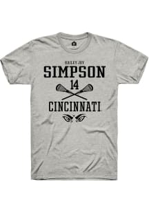 Hailey Joy Simpson  Cincinnati Bearcats Ash Rally NIL Sport Icon Short Sleeve T Shirt