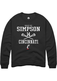 Hailey Joy Simpson Rally Mens Black Cincinnati Bearcats NIL Sport Icon Crew Sweatshirt