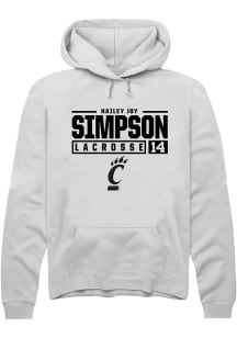 Hailey Joy Simpson  Rally Cincinnati Bearcats Mens White NIL Stacked Box Long Sleeve Hoodie