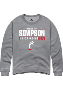 Hailey Joy Simpson  Rally Cincinnati Bearcats Mens Graphite NIL Stacked Box Long Sleeve Crew Swe..