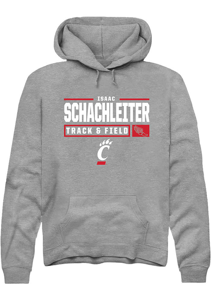 Isaac Schachleiter Rally Cincinnati Bearcats Mens Graphite NIL Stacked Box Long Sleeve Hoodie