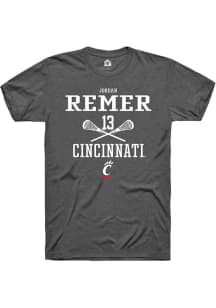 Jordan Remer  Cincinnati Bearcats Dark Grey Rally NIL Sport Icon Short Sleeve T Shirt