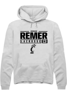 Jordan Remer  Rally Cincinnati Bearcats Mens White NIL Stacked Box Long Sleeve Hoodie