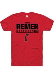 Jordan Remer  Cincinnati Bearcats Red Rally NIL Stacked Box Short Sleeve T Shirt
