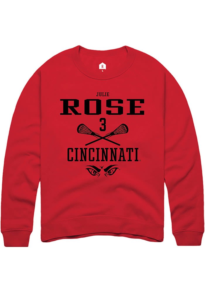 Julie Rose Rally Cincinnati Bearcats Mens Red NIL Sport Icon Long Sleeve Crew Sweatshirt