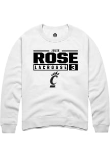 Julie Rose  Rally Cincinnati Bearcats Mens White NIL Stacked Box Long Sleeve Crew Sweatshirt