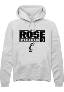 Julie Rose  Rally Cincinnati Bearcats Mens White NIL Stacked Box Long Sleeve Hoodie