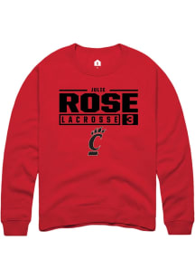 Julie Rose  Rally Cincinnati Bearcats Mens Red NIL Stacked Box Long Sleeve Crew Sweatshirt