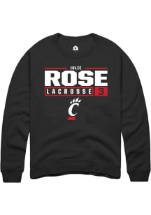 Julie Rose  Rally Cincinnati Bearcats Mens Black NIL Stacked Box Long Sleeve Crew Sweatshirt