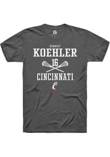 Kennedy Koehler  Cincinnati Bearcats Dark Grey Rally NIL Sport Icon Short Sleeve T Shirt