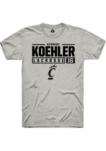 Kennedy Koehler  Cincinnati Bearcats Ash Rally NIL Stacked Box Short Sleeve T Shirt