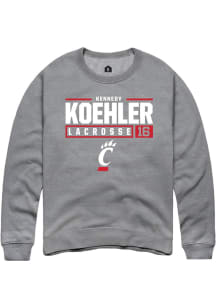 Kennedy Koehler  Rally Cincinnati Bearcats Mens Graphite NIL Stacked Box Long Sleeve Crew Sweats..