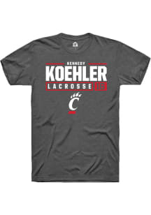 Kennedy Koehler  Cincinnati Bearcats Dark Grey Rally NIL Stacked Box Short Sleeve T Shirt