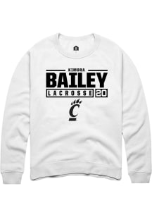 Kimora Bailey Rally Mens White Cincinnati Bearcats NIL Stacked Box Crew Sweatshirt