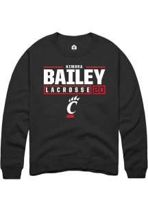 Kimora Bailey Rally Mens Black Cincinnati Bearcats NIL Stacked Box Crew Sweatshirt