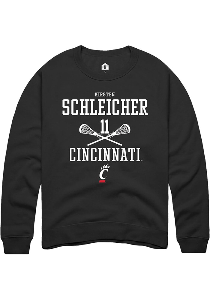 Kirsten Schleicher Rally Cincinnati Bearcats Mens Black NIL Sport Icon Long Sleeve Crew Sweatshirt
