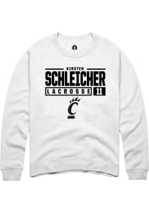 Kirsten Schleicher  Rally Cincinnati Bearcats Mens White NIL Stacked Box Long Sleeve Crew Sweats..