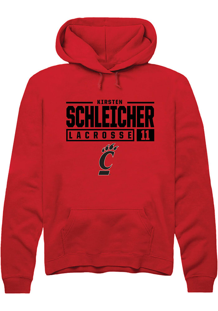 Kirsten Schleicher Rally Cincinnati Bearcats Mens NIL Stacked Box Long Sleeve Hoodie