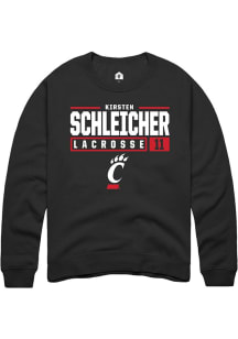 Kirsten Schleicher  Rally Cincinnati Bearcats Mens Black NIL Stacked Box Long Sleeve Crew Sweats..