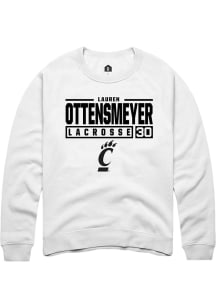 Lauren ottensmeyer  Rally Cincinnati Bearcats Mens White NIL Stacked Box Long Sleeve Crew Sweats..