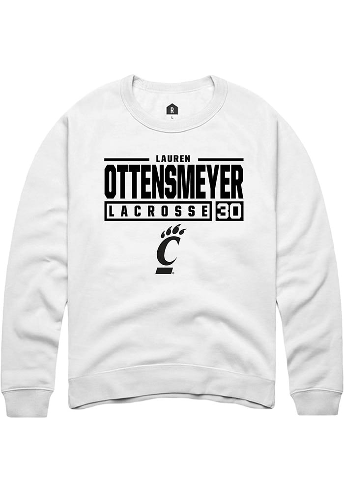 Lauren ottensmeyer Rally Cincinnati Bearcats Mens White NIL Stacked Box Long Sleeve Crew Sweatshirt