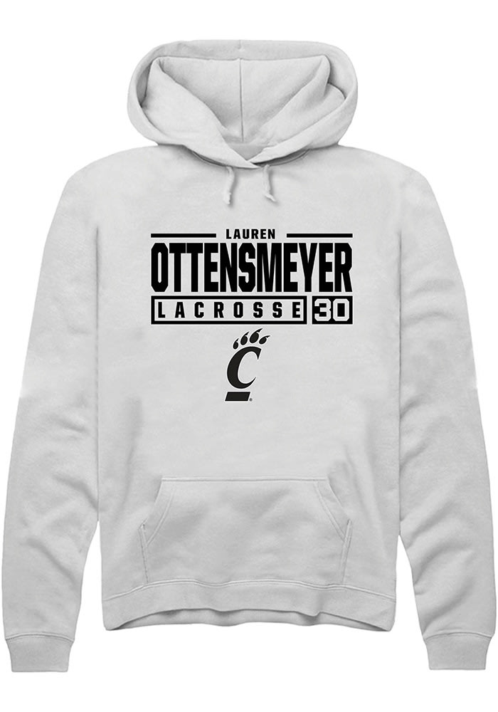 Lauren ottensmeyer Rally Cincinnati Bearcats Mens White NIL Stacked Box Long Sleeve Hoodie