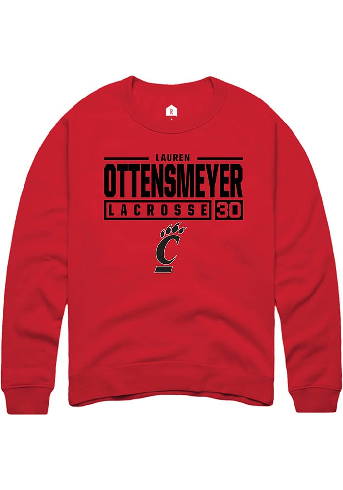 Lauren ottensmeyer Rally Cincinnati Bearcats Mens Red NIL Stacked Box Long Sleeve Crew Sweatshirt