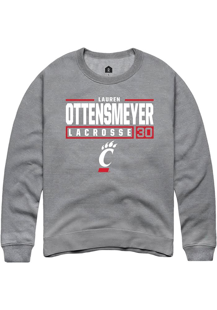 Lauren ottensmeyer  Rally Cincinnati Bearcats Mens Graphite NIL Stacked Box Long Sleeve Crew Swe..