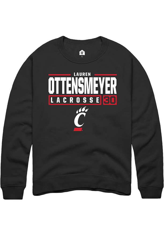 Lauren ottensmeyer Rally Cincinnati Bearcats Mens Black NIL Stacked Box Long Sleeve Crew Sweatshirt